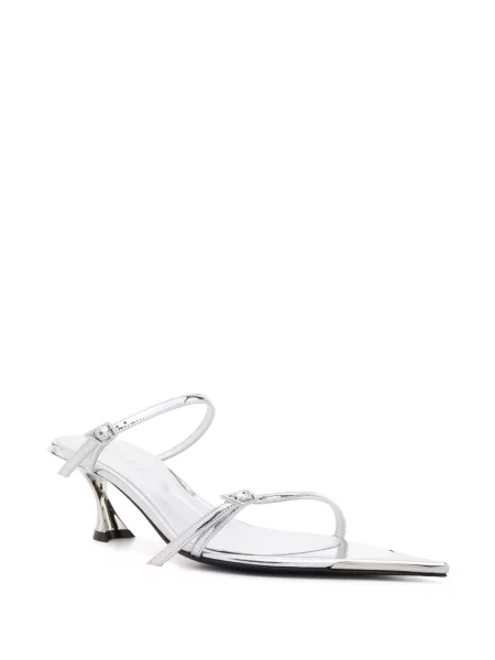 Sandale Mugler din piele argintiu