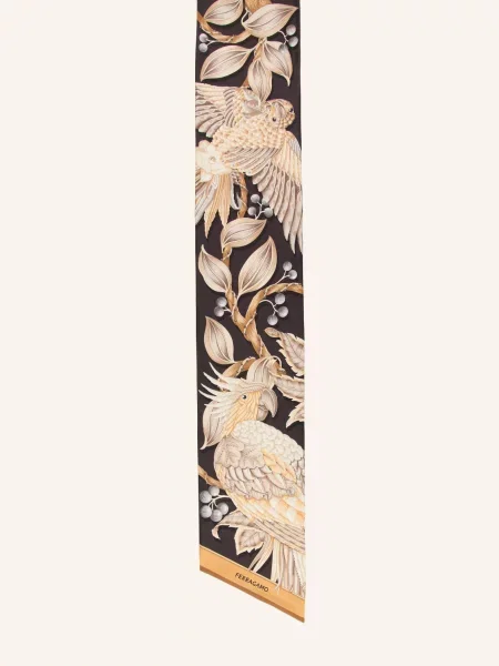 Ferragamo Jedwabny Szal beige czarna