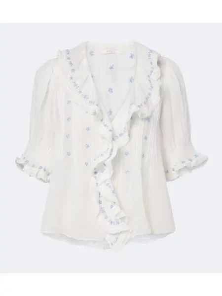 Top Dôen cu model floral cu volane alb