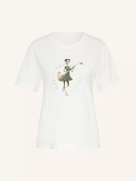 Marc Cain T-Shirt Z Obszyciem Ozdobnymi Kamykami weiss zielona
