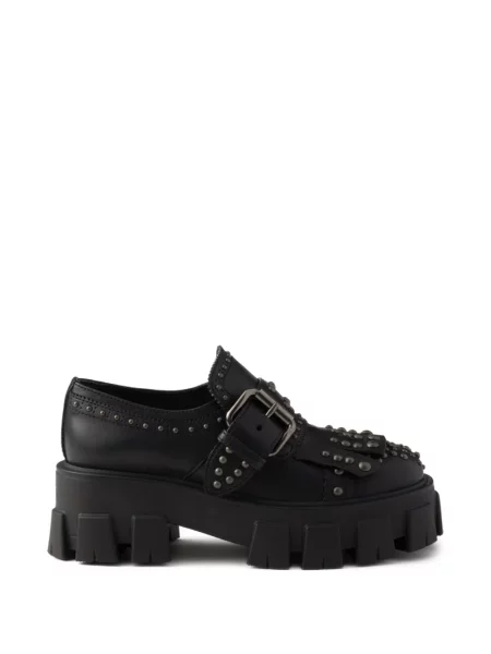 Kožne loaferice Prada crna