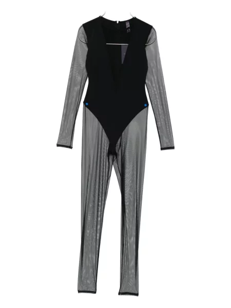 Body Maison Close cu decolteu în V plasă negru