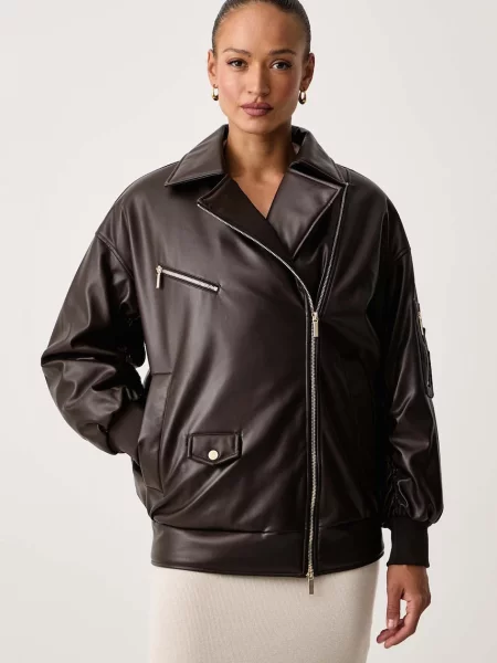 Armani Exchange geacă oversize pentru femei maro