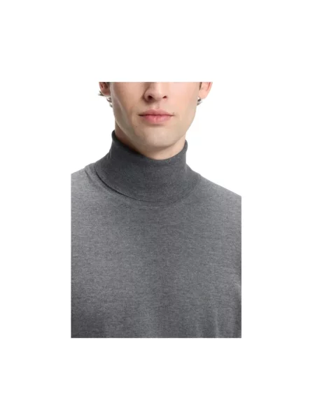 Dzianinowy sweter z golfem Boss szary