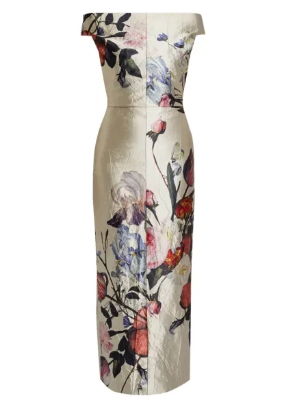 Rochie maxi Erdem din satin cu model floral cu imagine