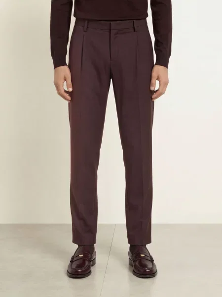 Roy Robson Oblekové Kalhoty Střih Slim Fit dark red červené