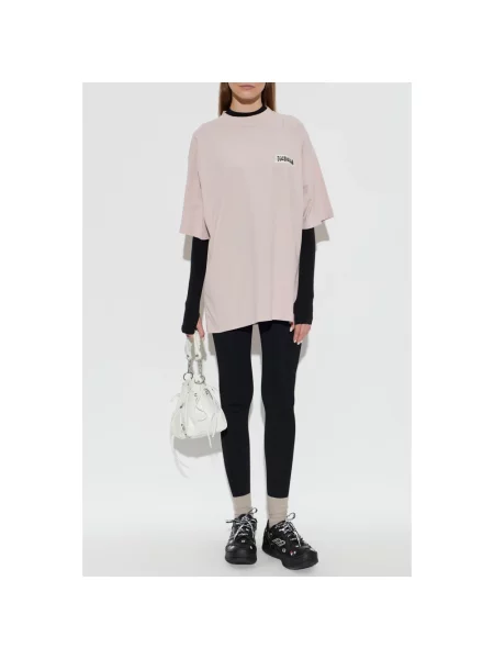 Koszulka Balenciaga z logo różowa