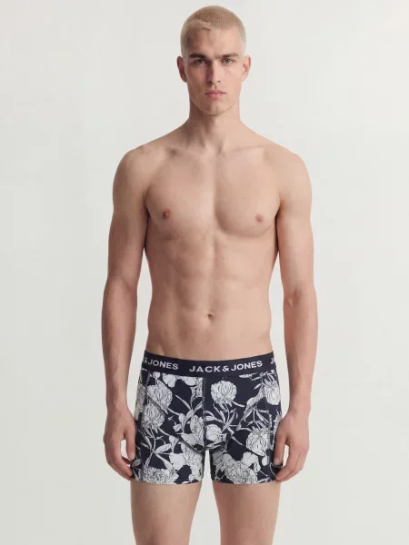 JACK & JONES Boxerky námornícka modrá / marhuľová biela