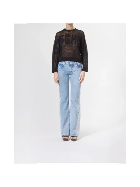 Sweter Moschino z siateczką z siateczki z logo czarny