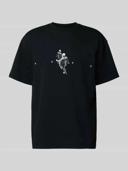 T-shirt o kroju regular fit z czystej bawełny model ‘DOLLO’ Hugo czarna