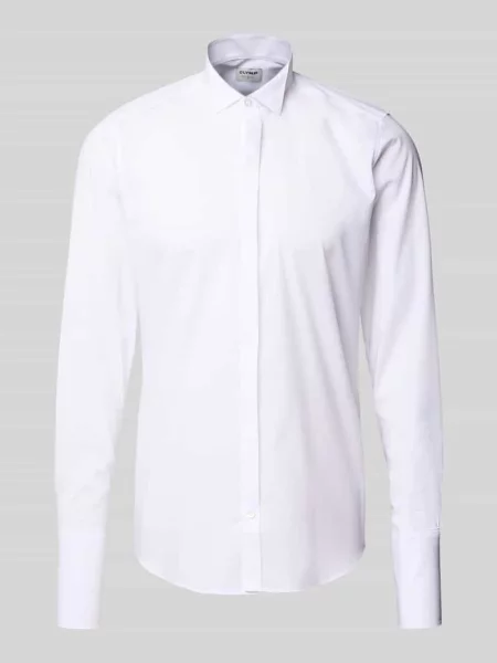 Koszula smokingowa o kroju slim fit z popeliny z dodatkiem streczu Olymp Level Five biała