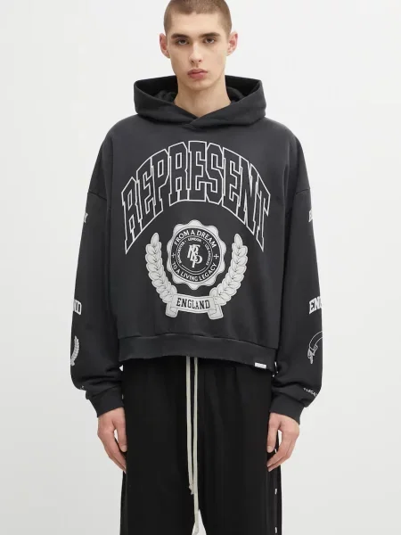 Dukserica Represent Legacy Crest s kapuljačom s tiskom crna