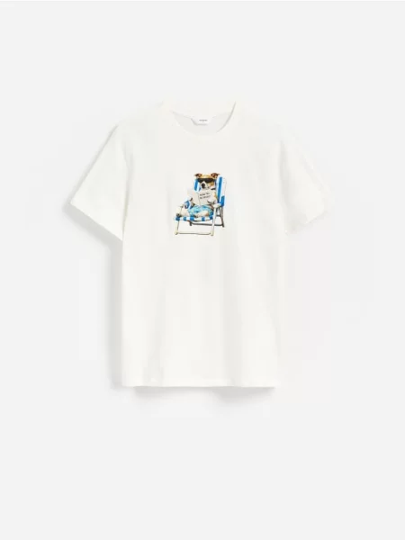 Reserved Tricou regular cu imprimeu alb