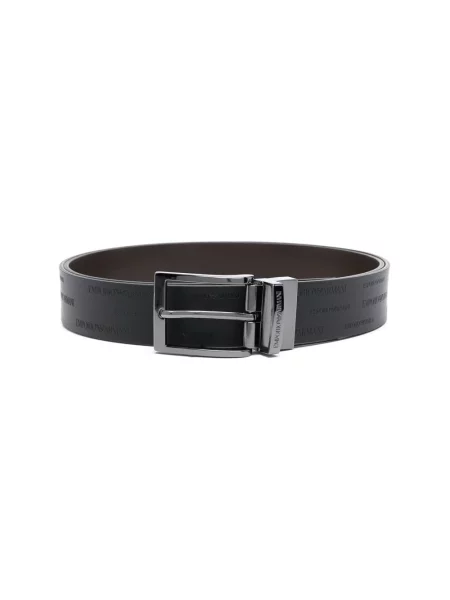 Emporio Armani Pasek skórzany dwustronny czarny