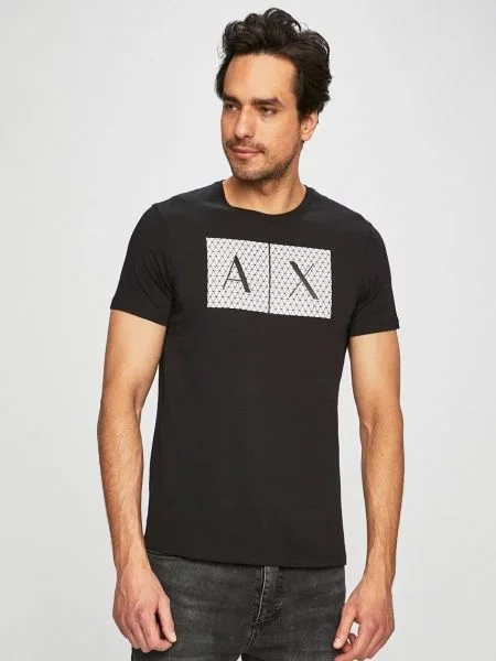 Armani Exchange póló nyomott mintás fekete