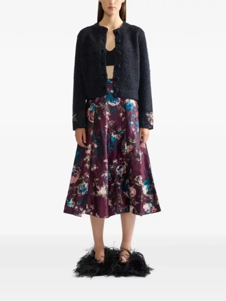 Fustă midi Erdem cu model floral cu imagine în linie A violet
