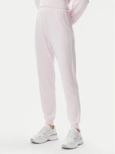 Hlače iz tkanine Guess roza