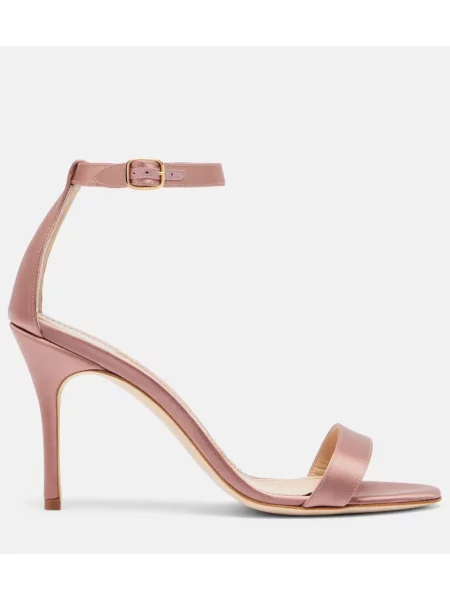 Sandale Manolo Blahnik din satin roz
