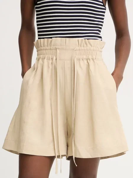 BOSS Orange kratke hlače z dodatkom lanu C Tacolina bež