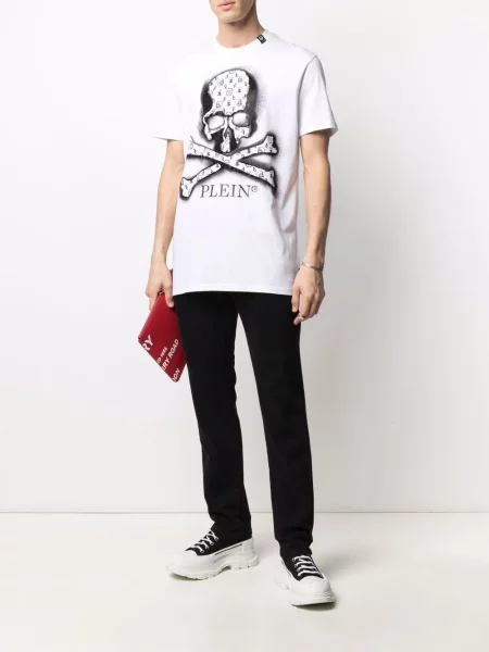 Raštuotas marškinėliai Philipp Plein balta