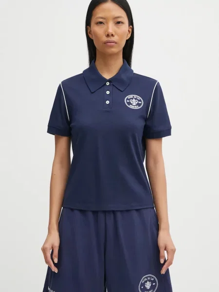 Sporty & Rich polo Eden Crest Embroidered Pique granatowy