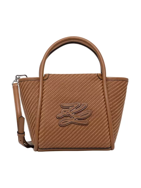 Karl Lagerfeld torebka crossbody pleciona K/AUTOGRAPH brązowa