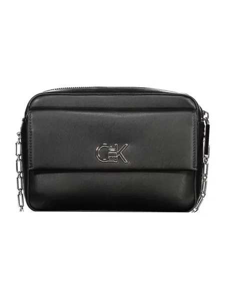 Lniana torebka crossbody Calvin Klein czarna