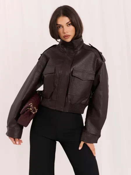 Kožna jakna Italy Moda crna