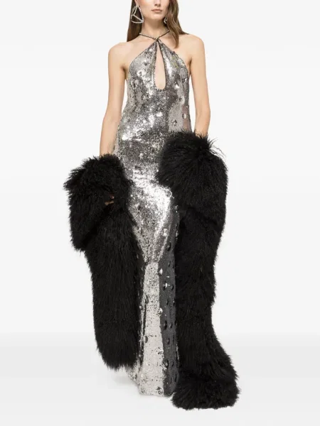 Rochie maxi Nissa de costum argintiu