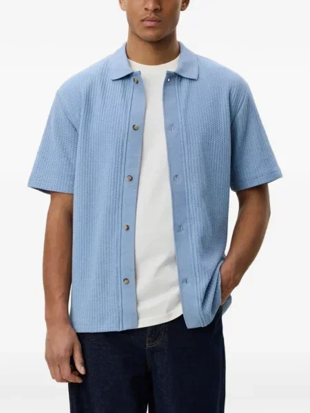 Scurt cardigan Les Deux tricotate albastru