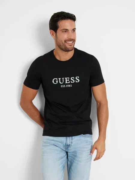 GUESS Tricou negru alb