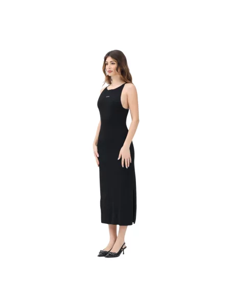 Calvin Klein Jeans Sukienki Kobieta S Sukienka Midi z Racerbackiem czarny