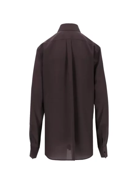 Lung cămașă Dolce & Gabbana de mătase maro