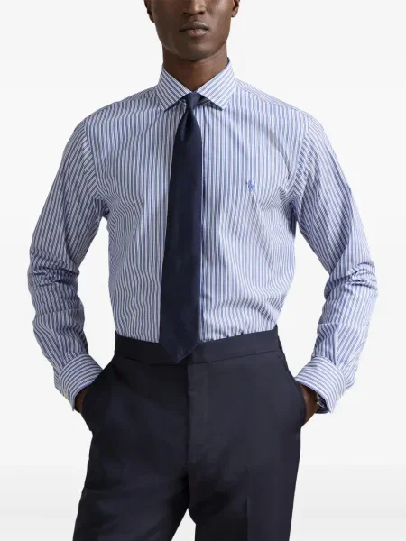 Dlouhá pruhovaná s límcem kšiltovka Polo Ralph Lauren modrá