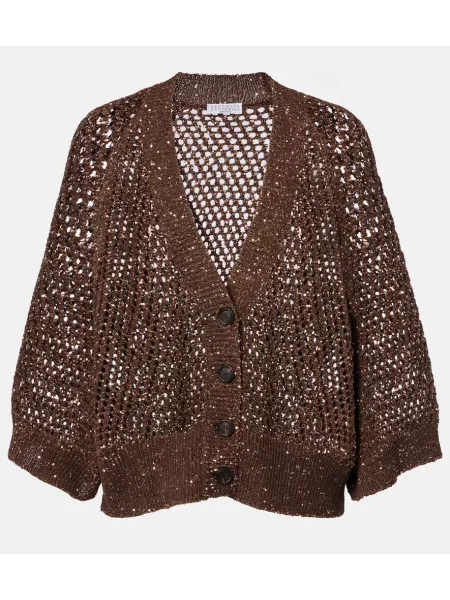 Cardigan Brunello Cucinelli tricotate maro