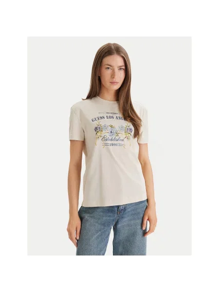 Guess Marškinėliai Regular Fit smėlio