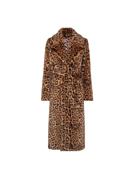 Długi płaszcz Philipp Plein w panterkę norki brązowy