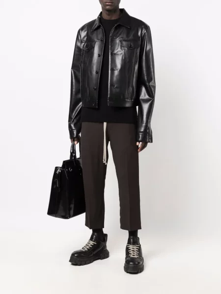 Megztinis Rick Owens apvaliu kaklu juoda