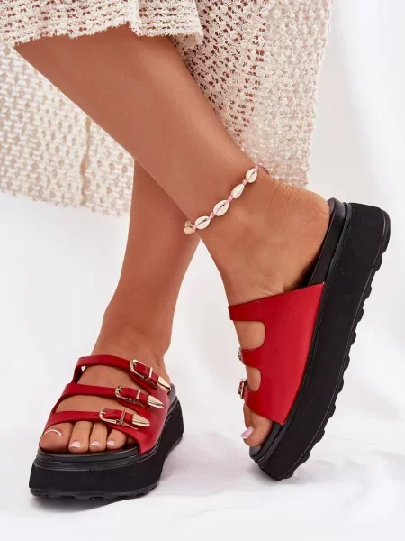 Sandali Boto s platformo rdeča