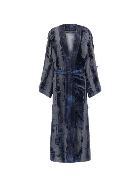 Opásaný kabát Roberto Cavalli modrý