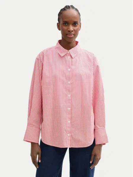 Tom Tailor Denim Košile Striped loose-fit shirt červená