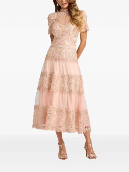 Rochie midi Tadashi Shoji cu broderie roz