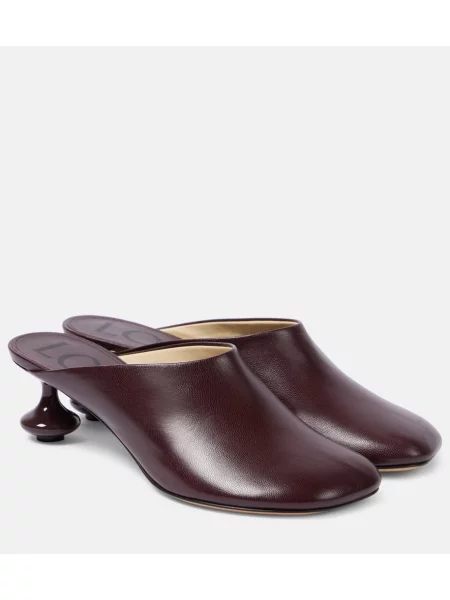 Papuci tip mules Loewe din piele bordo