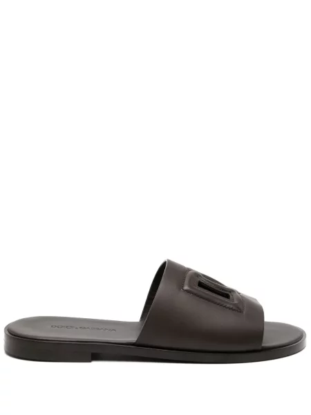 Papuci Dolce & Gabbana din piele maro