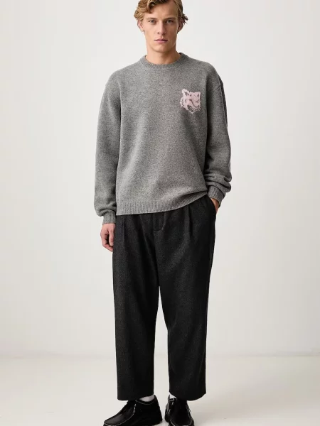 Maison Kitsuné Fox Head Intarsia Merino πουλόβερ μάλλινο ανδρικό