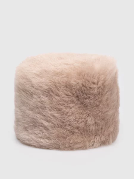 Шапка з хутром овчини Agnona бежева