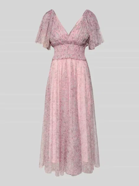 Sukienka koktajlowa o długości do kolan z dekoltem w serek Lace & Beads