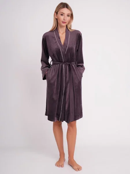 Велюровий Халат Giulia фіолетовий