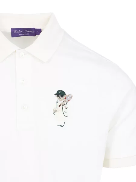 Поло тениска Ralph Lauren Purple Label бродирана бяло