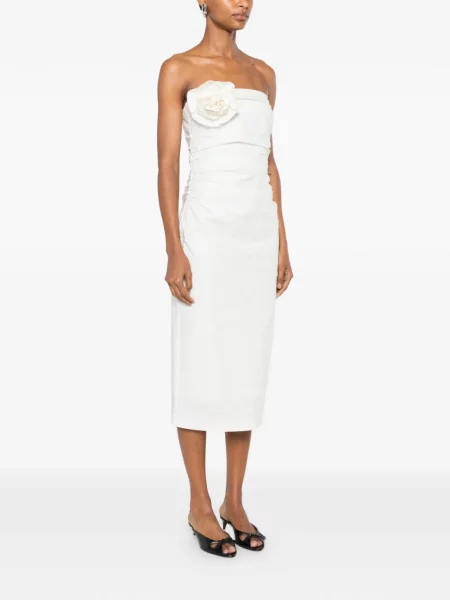Rochie midi Bernadette fără bretele alb